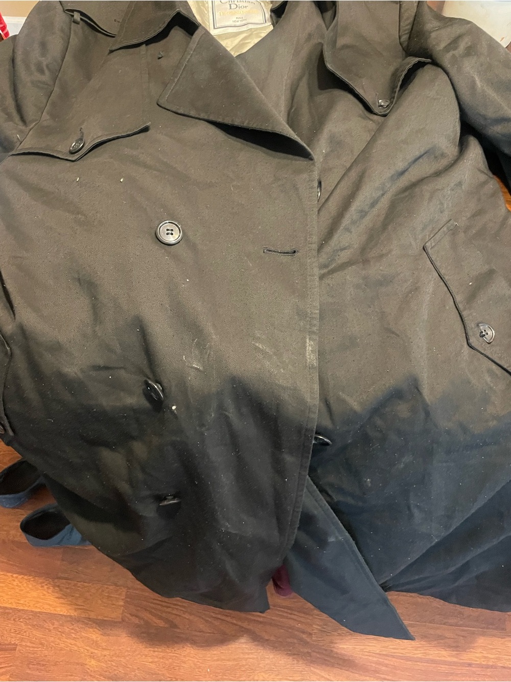Dior Men’s Black Double-Breasted Trench Coat